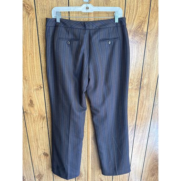 Pendleton Women's Striped Wool Straight Leg Pants Blue Brown Tan Burgundy 10P - Picture 2 of 8